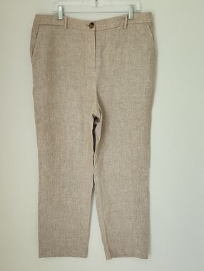 Talbots Beige Straight-Leg Linen Blend Pants